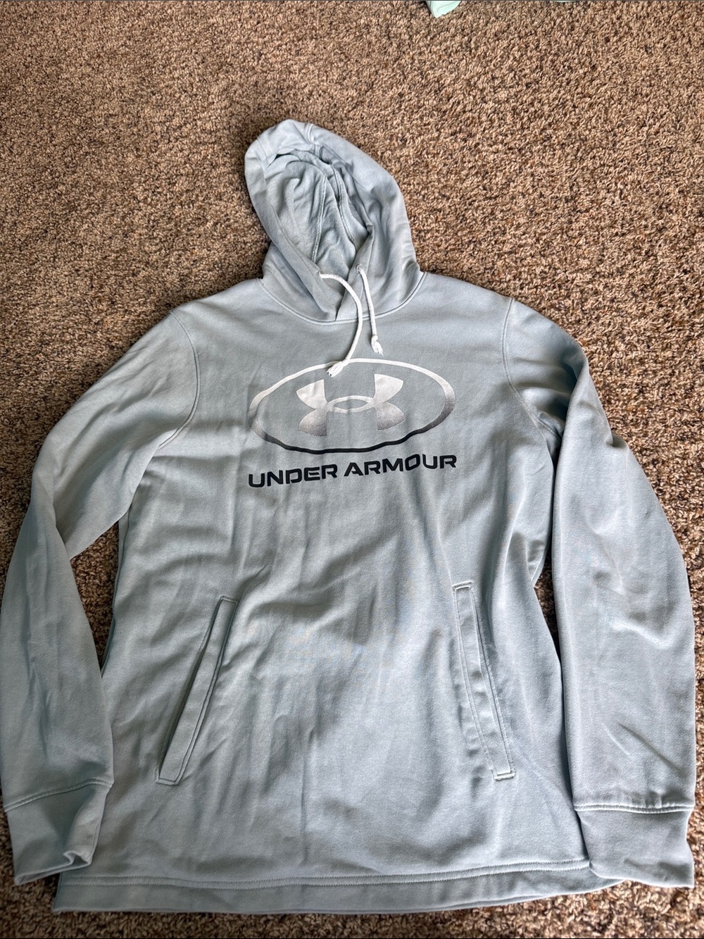 Under Armour Men's Light Gray/Blue Logo Pullover Hoodie